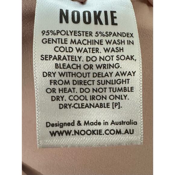 NOOKIE Lust One-Shoulder Gown Dress Floor-Length Nude Crepe - Sz Large - Picture 6 of 8